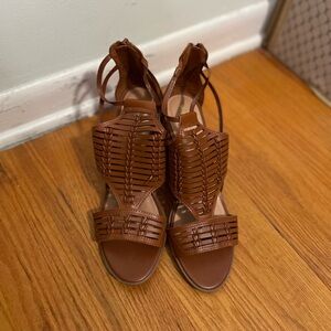 Merona brown strappy sandal, size 11 Medium. Light wear on the soles.